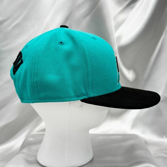 New Era 9FIFTY Florida Marlins Snapback Hat - Teal & Black Retro Style Cap - Picture 2 of 6
